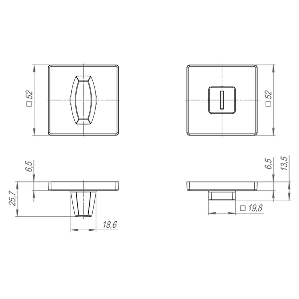 Ручка Fuaro (Фуаро) поворотная BK6.K.SL52 Ручка Fuaro (Фуаро) поворотная BK6.K.SL52